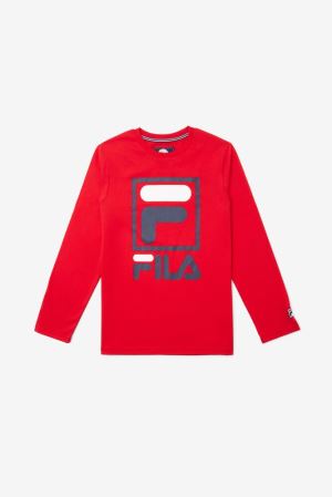 FILA Stacked Logo Tee Shirts Red,Kids Clothing | CA.ZSXOIA795